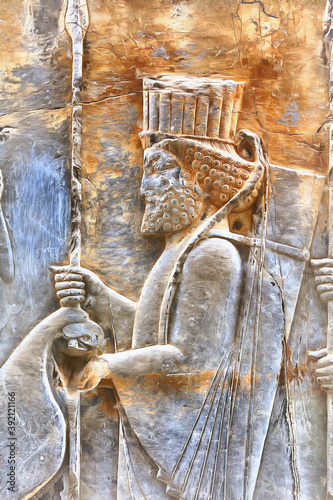 Relief at Apadana Palace colorful painting