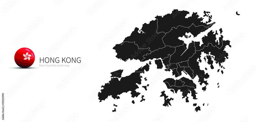 Hong Kong Map and Flag Icon
Map of Asian countries.