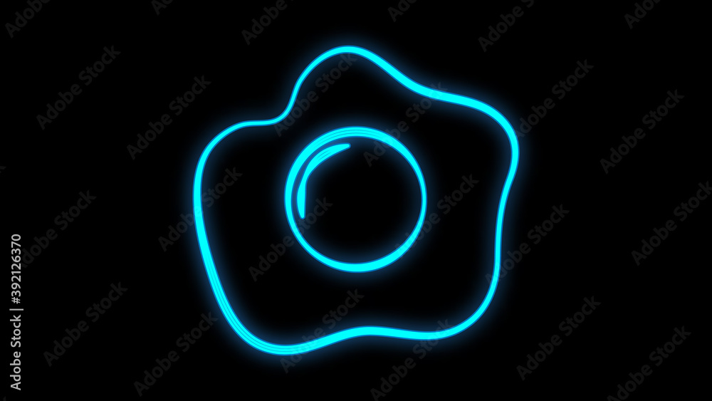 Omelet sign. Flat designed style icon. Neon icon in the dark. Blurred lightening. Illustration Omelet sign. Flat designed style icon. Neon icon in the dark. Blurred lightening. Illustration