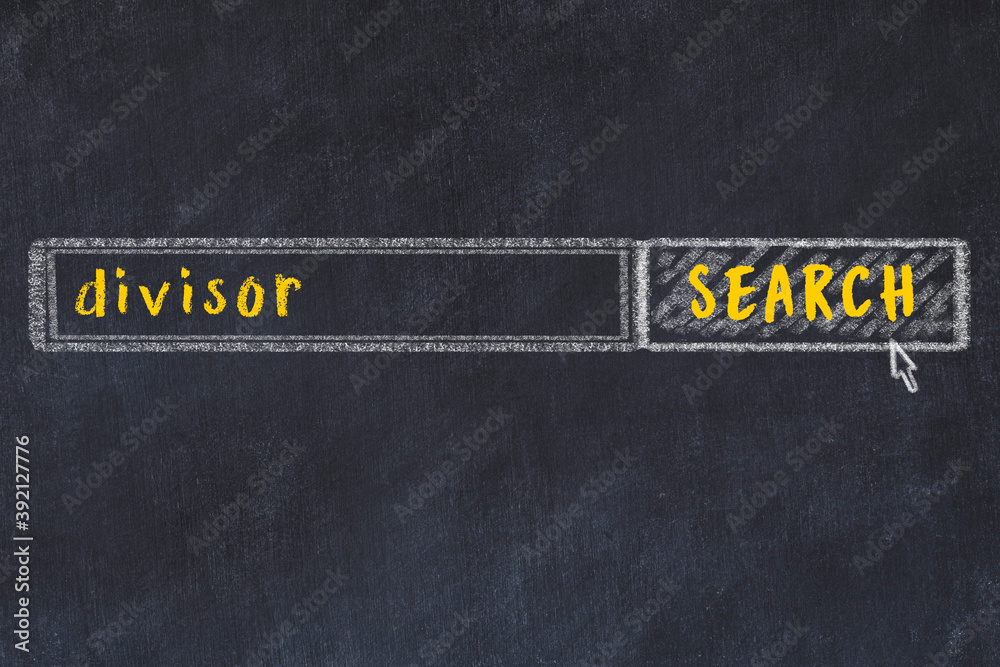 Search engine concept. Looking for divisor. Simple chalk sketch and inscription - obrazy, fototapety, plakaty 
