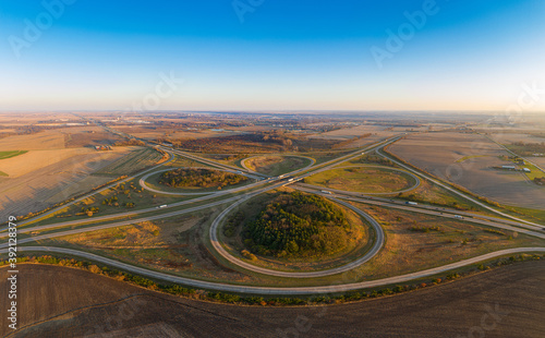 Cuadro en lienzo Highways I 39 and I 80 Cloverleaf Illinois