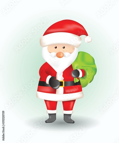 Funny Santa Claus with a green bag illustration © Katerina