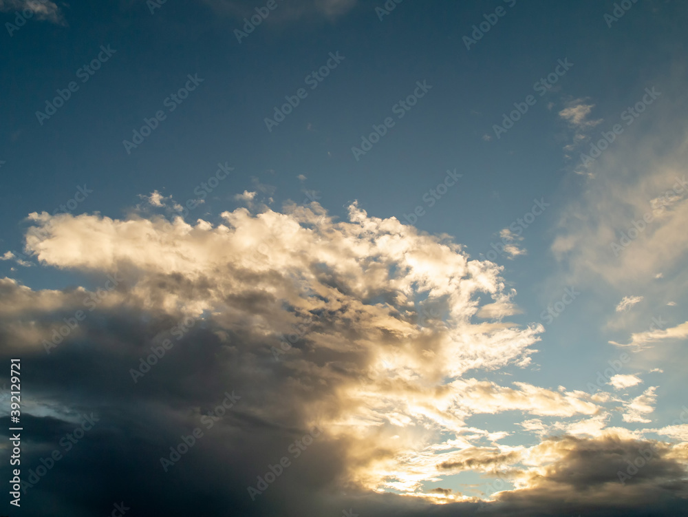 Beautiful sunset sky background. Blue sky with clouds