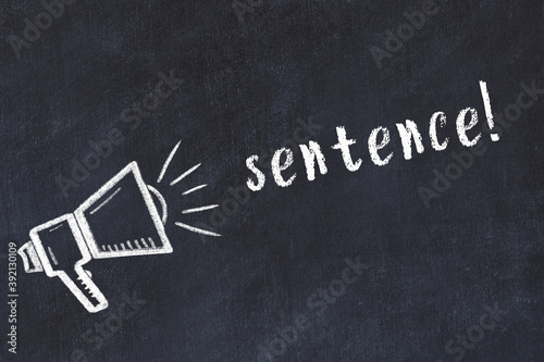 Canvas Print Chalk sketch of loudspeaker and inscription sentence