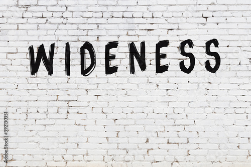 White wall with black paint inscription wideness on it photo