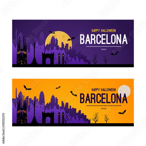 Barcelona, Spain. Halloween holiday background.