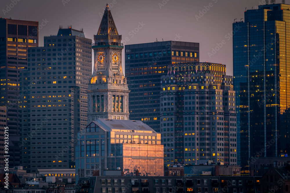 The last minutes of daylight on Boston buildings as it gets darker The last minutes of daylight on Boston buildings as it gets darker