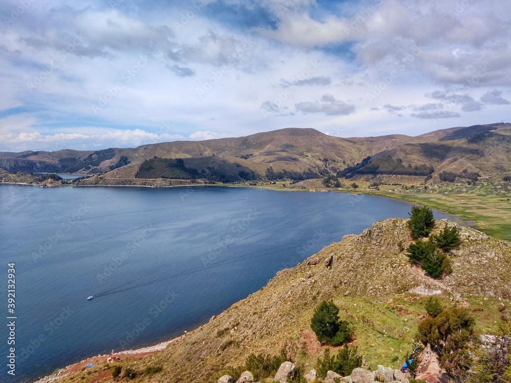 Lago Titicaca, Copacabana, Bolivia - Lake Titicaca, Between Peru and Bolivia in the Andes Mountains, is one of South America's largest lakes and the world’s highest navigable body of water.
