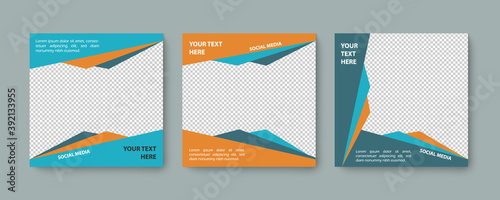 Social media editable post banner with colorful patterns. Web banners for social media, triple, three elements. Clear and simple design, vector illustration, fb, story.
