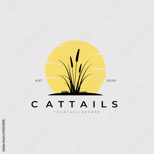 Vintage cattails logo vector illustration design