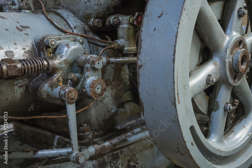 detail of an historic industrial diesel engine
