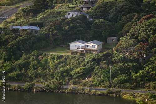 AUCKLAND, NEW ZEALAND - Dec 26, 2019: House overlooking Piha Lagoon photo