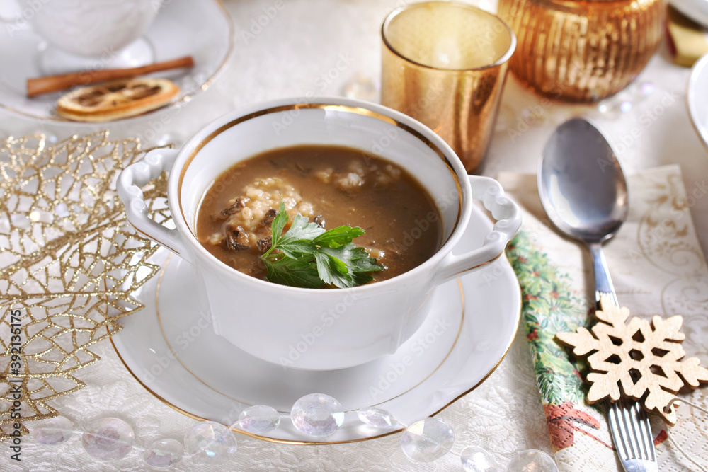 traditional Christmas Eve mushroom soup with barley traditional Christmas Eve mushroom soup with barley