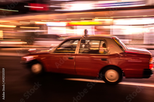 fast moving taxi in Kyoto, real motion blur effect