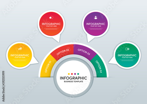 Modern infographic business template and data visualization with 4 options