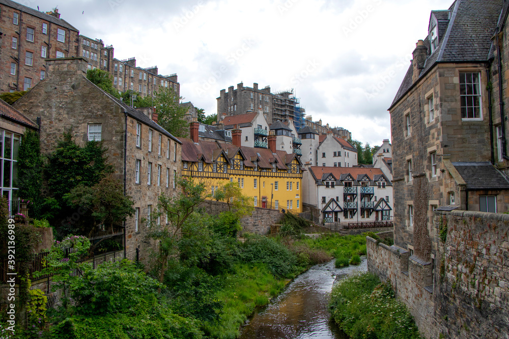 Fototapeta premium Dean Village view, Edinburgh sight, Scotland