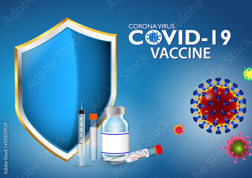 set of realistic covid-19 vaccine background concept or realistic vaccine ampule syringe or covid-19 prevention concept. eps 10 vector, easy to modify