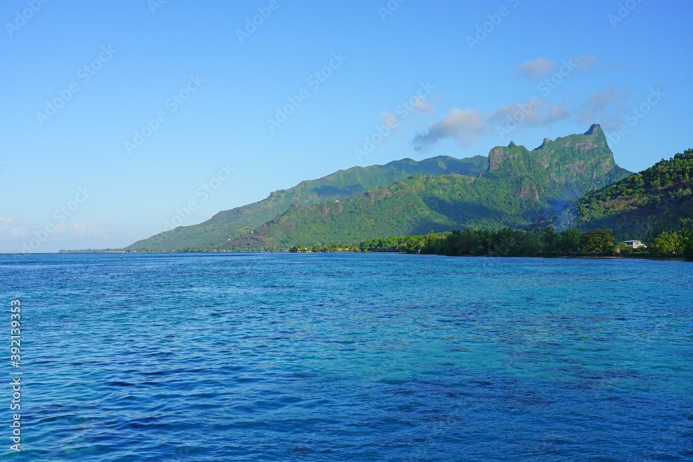 View of  the island of Moorea near Tahiti in French Polynesia, South Pacific