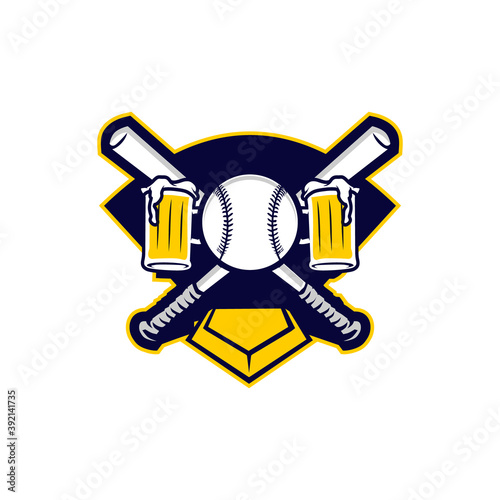 beer brew baseball team sport mascot emblem vector illustration