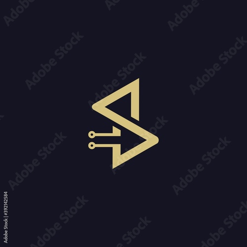 Free Download Minimalist letter S with arrow and dot connection logo vector. Abstract infinity design initial shape. Creative vector based icon template. - GFXLoad