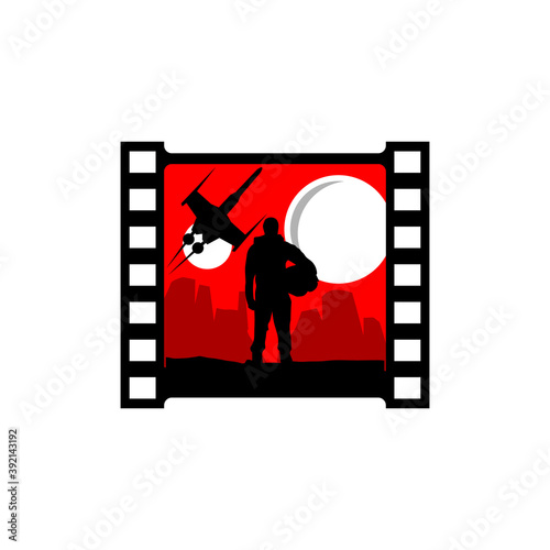 space adventure movie reel vector icon