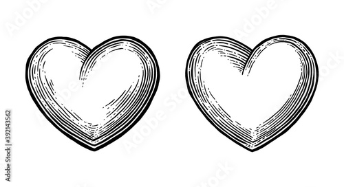 Heart with rays. Vector black vintage engraving illustration isolated on a white background. For web, poster, info graphic.