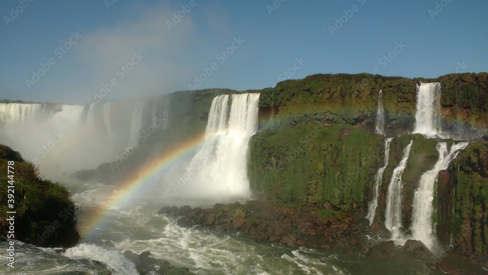 Rainbow over waterfalls