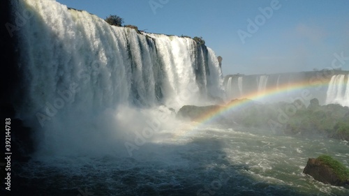 Rainbow over waterfall