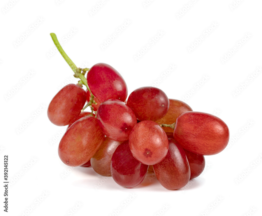 Closeup red seedless grapes isolated on white background Closeup red seedless grapes isolated on white background