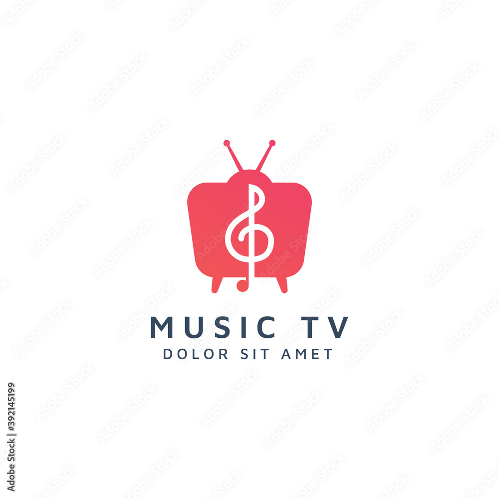 television and music negative space logo design