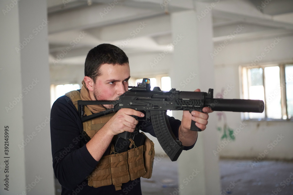 special agent soldier aiming wearing casual clothing special agent soldier aiming wearing casual clothing