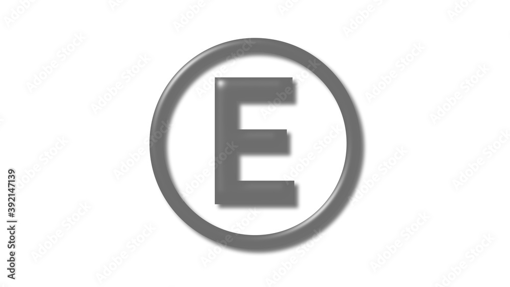 Amazing gray shiny E 3d letter logo on white background, 3d letter logo