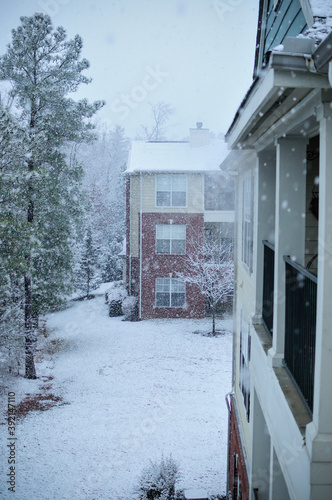 Snow in the neighborhood. a scene of snowy winter in Richmond VA.