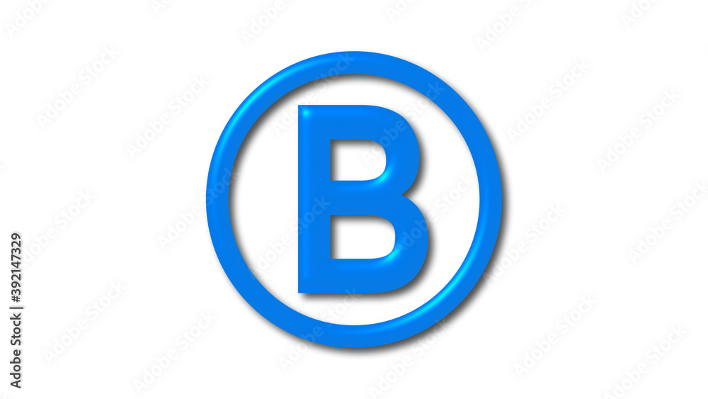 Aqua color B shiny 3d letter logo icon on white background, 3d letter logo Aqua color B shiny 3d letter logo icon on white background, 3d letter logo