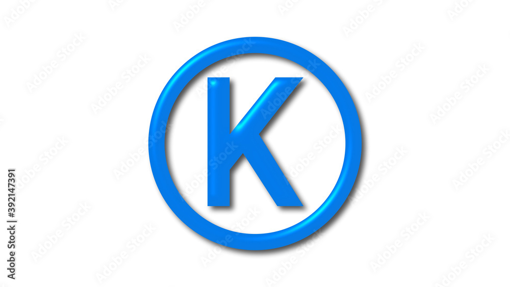 Aqua color K shiny 3d letter logo icon on white background, 3d letter logo Aqua color K shiny 3d letter logo icon on white background, 3d letter logo