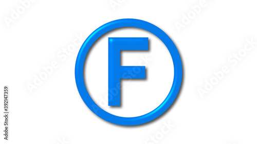 Free Download Aqua color F shiny 3d letter logo icon on white background, 3d letter logo - GFXLoad
