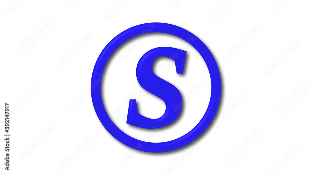Amazing blue shiny S 3d letter logo icon on white background Amazing blue shiny S 3d letter logo icon on white background