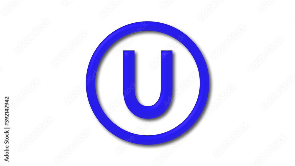 Amazing blue color U 3d letter logo on white background Amazing blue color U 3d letter logo on white background