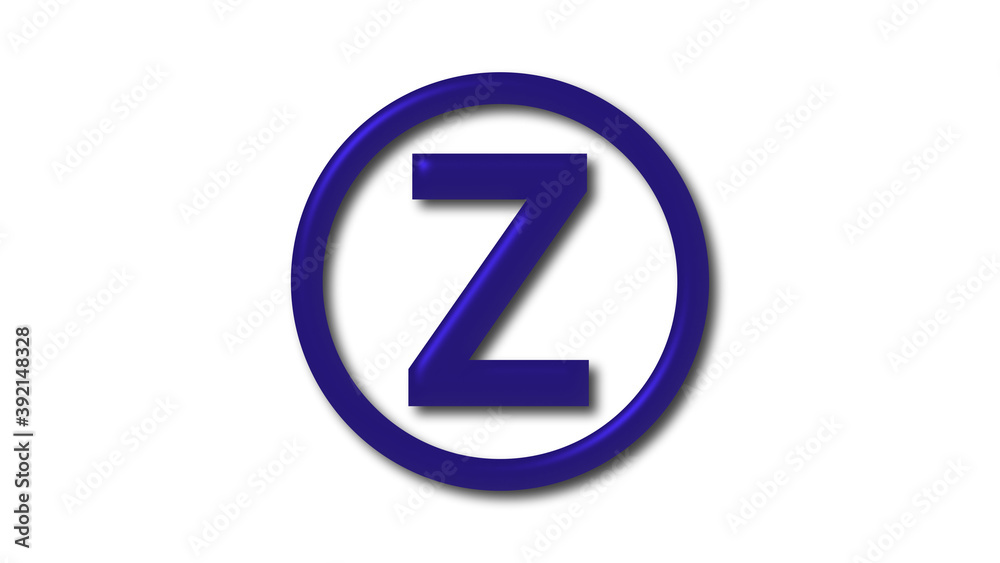 Amazing blue dark shiny Z 3d letter logo on white background, 3d letter logo Amazing blue dark shiny Z 3d letter logo on white background, 3d letter logo