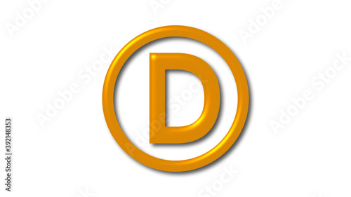Amazing brown shiny D 3d letter logo on white background