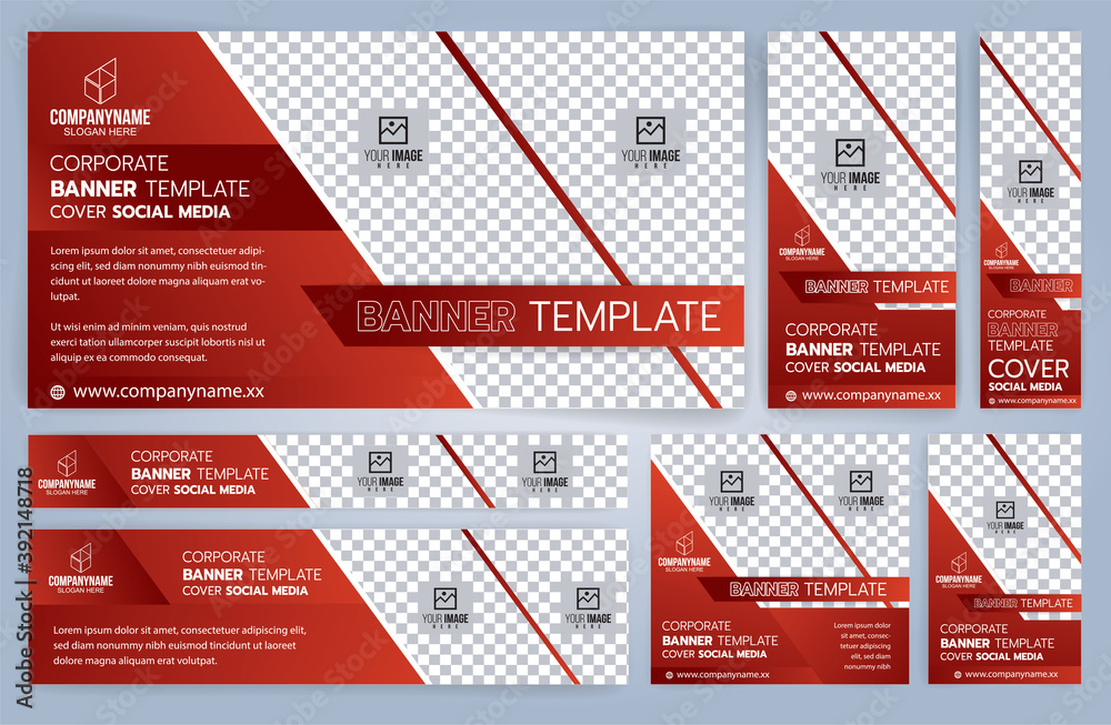 Set of Red and Black Web banners templates, Standard sizes with space. Vector illustration Set of Red and Black Web banners templates, Standard sizes with space. Vector illustration