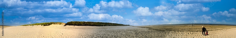 Sandy Beach And Cloudscape Panorama