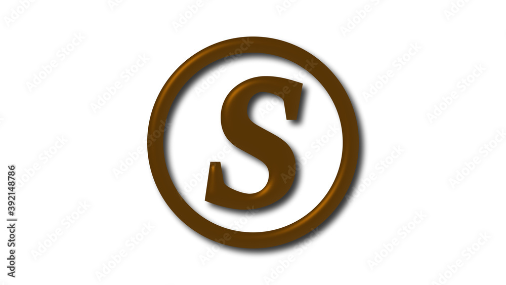 Amazing brown dark shiny S 3d letter logo on white background, Letter logo Amazing brown dark shiny S 3d letter logo on white background, Letter logo