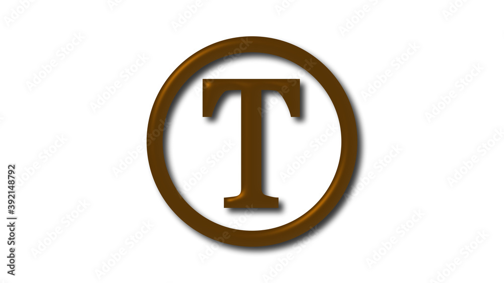 Amazing brown dark shiny T 3d letter logo on white background, 3d letter logo Amazing brown dark shiny T 3d letter logo on white background, 3d letter logo