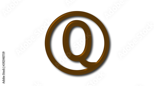 Wallpaper Mural Q 3d letter logo on white background, Brown dark shiny 3d letter logo Torontodigital.ca