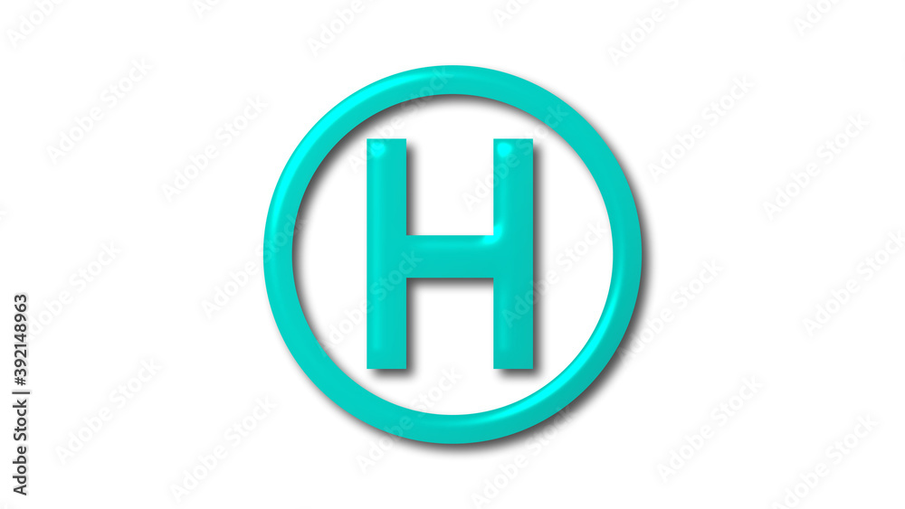 Cyan H 3d letter logo on white background, H 3d letter logo Cyan H 3d letter logo on white background, H 3d letter logo