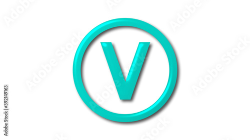 Free Download Amazing cyan shiny V 3d letter logo on white background, Letter logo - GFXLoad