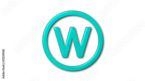 Free Download Cyan shiny W 3d letter logo on white background, 3d shiny logo - GFXLoad