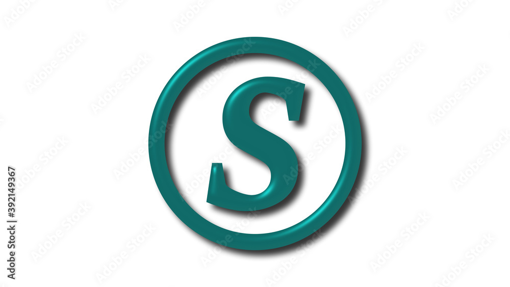 Amazing cyan dark S 3d letter logo on white background, 3d shiny logo Amazing cyan dark S 3d letter logo on white background, 3d shiny logo