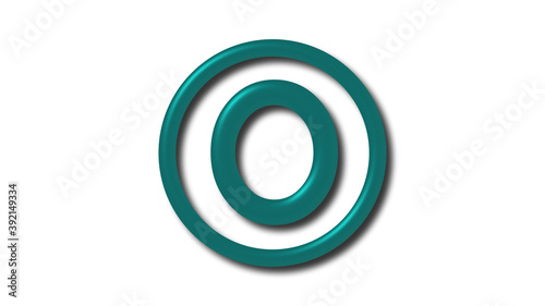 New O 3d letter logo on white background, 3d shiny logo
